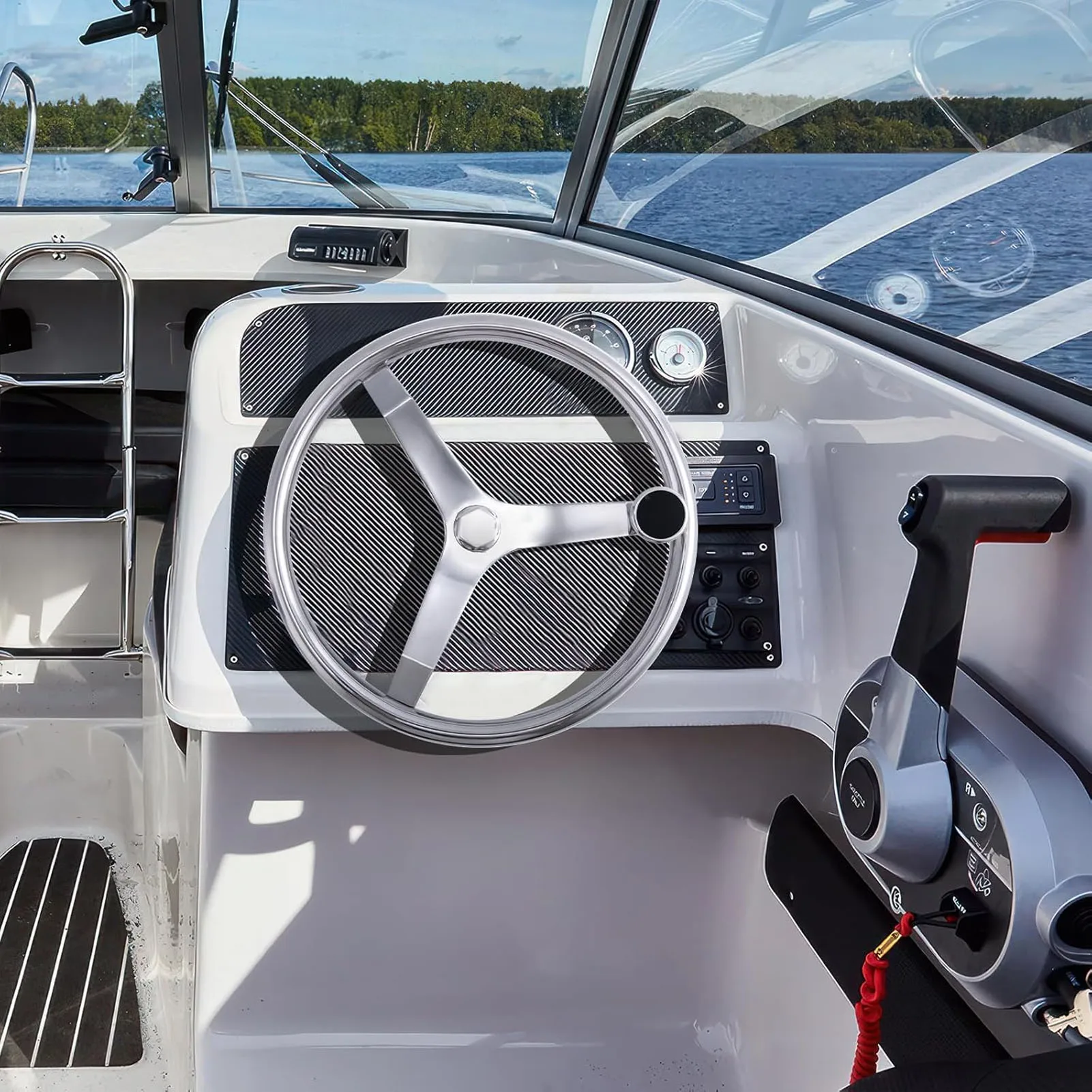 Substituição de volante marinho 13-1/2 Polegada volante de barco de aço inoxidável 3 raios para eixo cônico de 3/4 Polegada