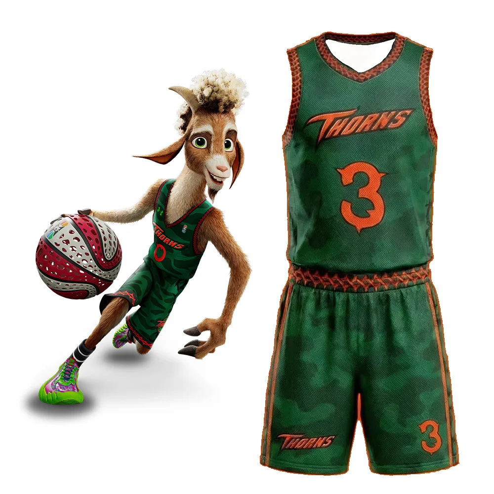 Conjunto de Camiseta de Baloncesto Vineland Thorns, Diseño GOAT Movie Will 0, Uniforme Verde Camuflaje, Camiseta Deportiva para Hombre, Ropa Deportiva, Camiseta para Niños