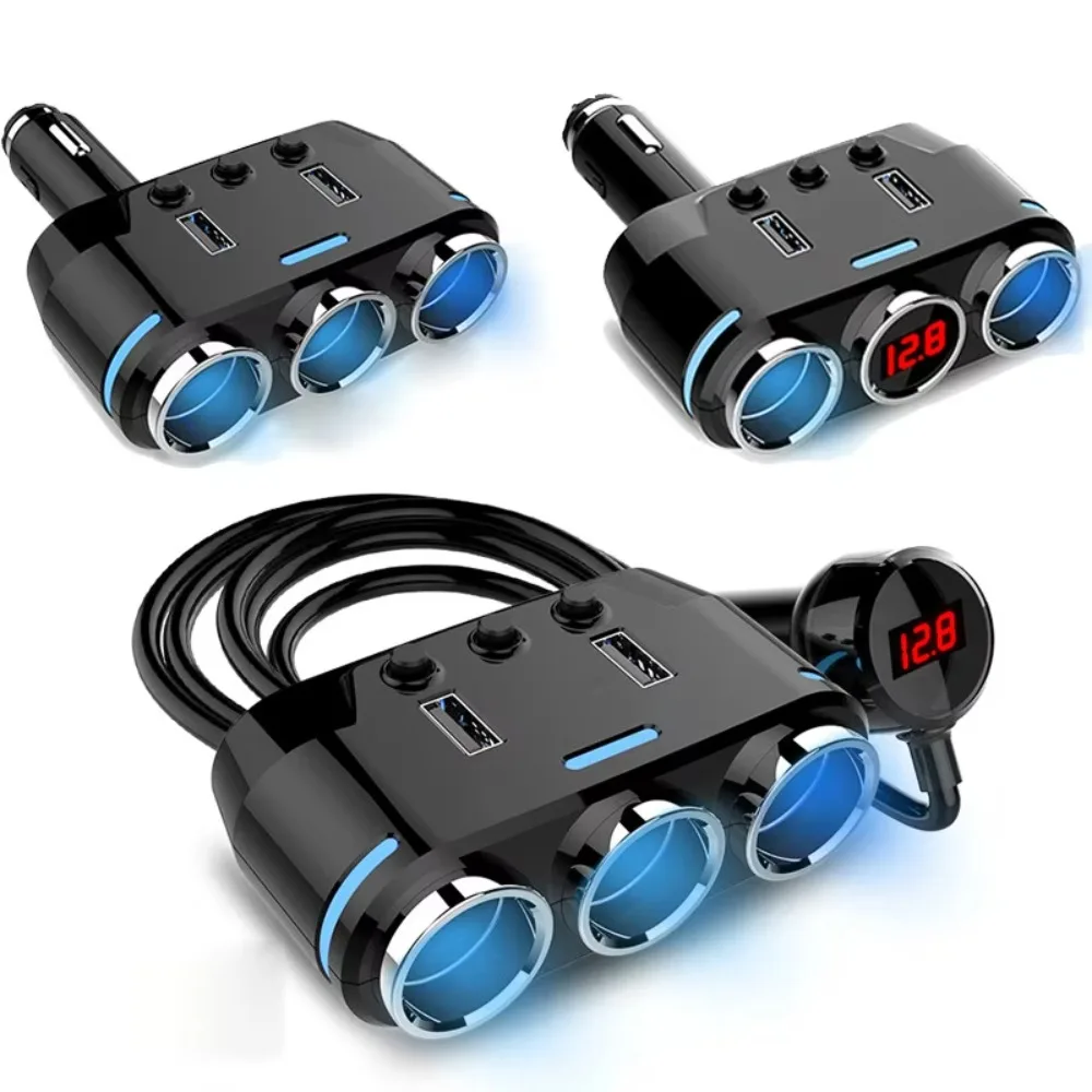 Dual USB Port 3 Way Auto Car Cigarette Lighter Socket Splitter Charger Plug Adapter DC 5V 1A+2.1A for All Phone PC Ipad