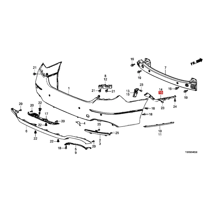 Ho nd وسادة المصد الخلفي الداخلية/المصد 237 71593TBXH01 71598TBXH01 #2