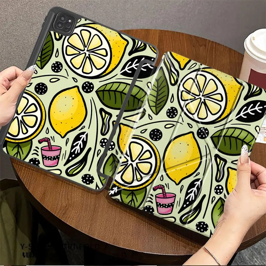 Cartoon Lemon Holder Cover Tablet Case For iPad Pro 2025 Pro 11th 10th 9th 8th 7th 12.9inch Mini 6 7 Air 4 5 M3 M2 M4 11inch
