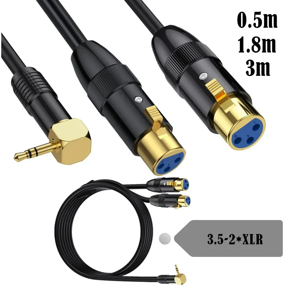 Dual Female XLR to 3.5mm Y-Splitter Cable, 3pin XLR Female to 1/8 Inch Jack TRS Stereo Aux Interconnect Audio Mic Breakout Patch