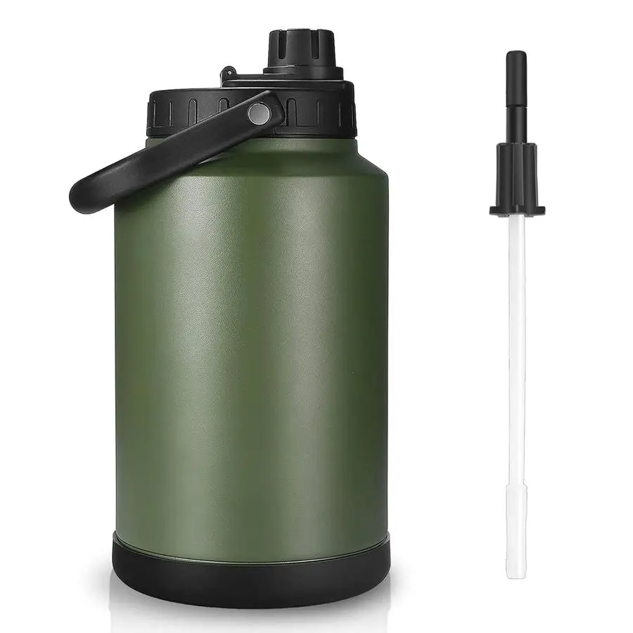 

1 Gallon Insulated Water Jug wtih Straw, Stainless Steel Large Sports one Gallon Water Bottle for Travel, Hiking, Camping 128 oz