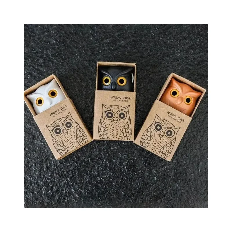Owl Key Holder Automatic Open Close Eyes Magnetic Night Owl Keying Holder Wall Mounted Key Hooks with Wall Self-Adhesive Tape