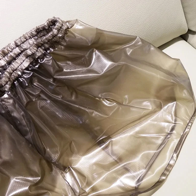 

New Black Gray PVC Semi Transparent Plastic Shorts Waterproof Couple Sweat Pants ABDL Adult Diaper Panties Sports Rain Pants