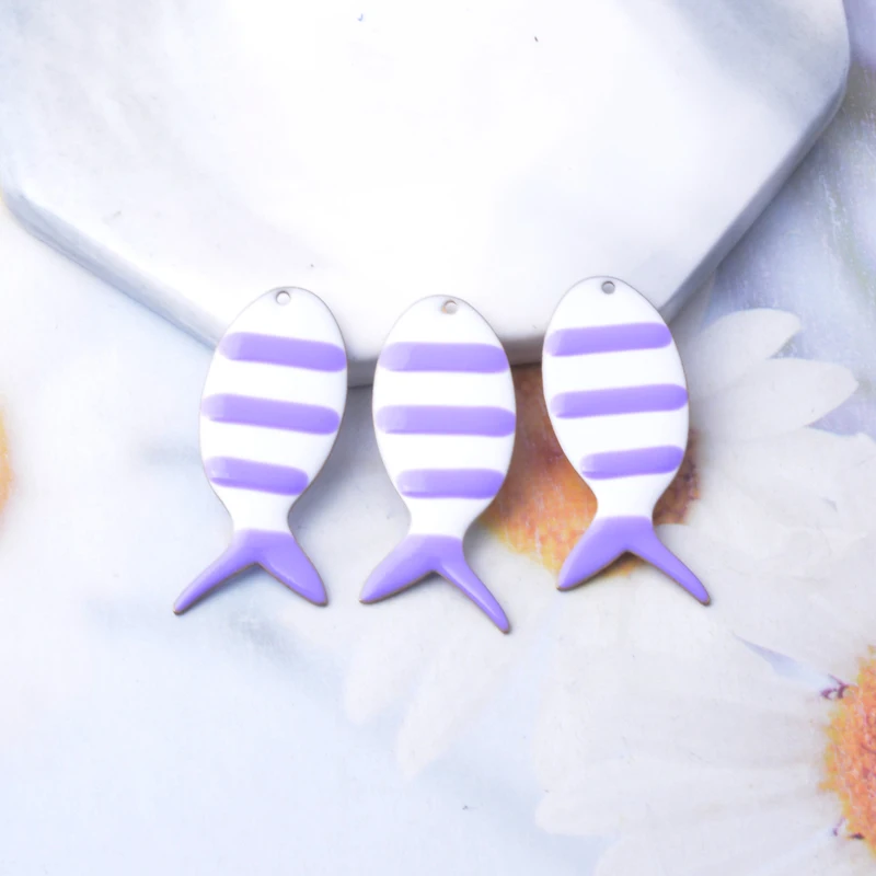 6 Stück Kupfer Zweiseitige Emaille Fisch Charms Bunte Öl DrippingEar Anhänger DIY Schmuck Ohrring Herstellung – Detail 6