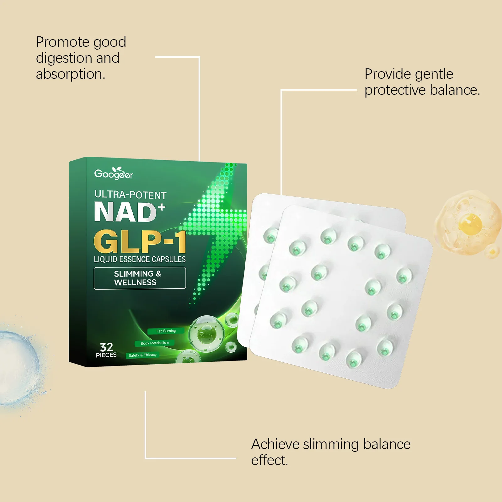Weight Management Popping Bead Capsules Natural Fat Control Metabolism Boost Slimming Appetite Suppress Body Detox Supplement