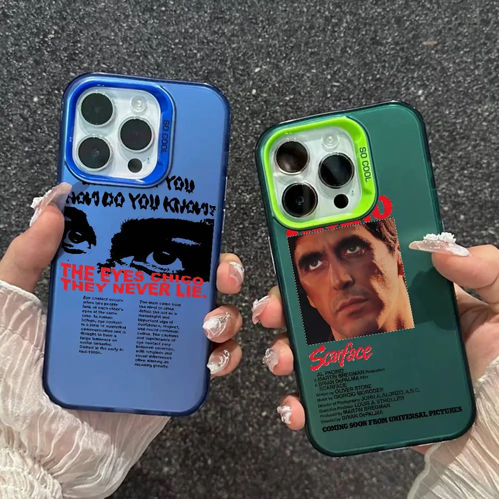 

Scarface 1983 Film Al Pacino Movie Phone Case Laser Ripple Silver Silicone Case For iPhone 17 16 15 14 13 12 11 Pro Plus Max