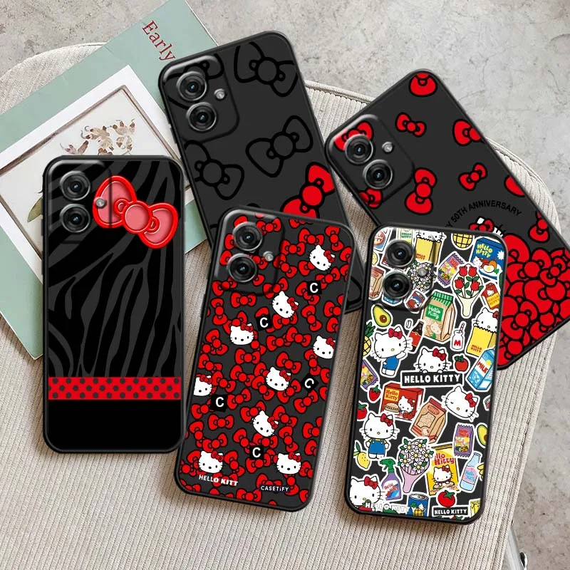 

Sanrio Cartoon Hello Kitty bow For Motorola G85 Edge 50 G24 G35 G14 G04 40 G72 G34 G31 G Stylus G54 G13 G32 5G Black Phone Case