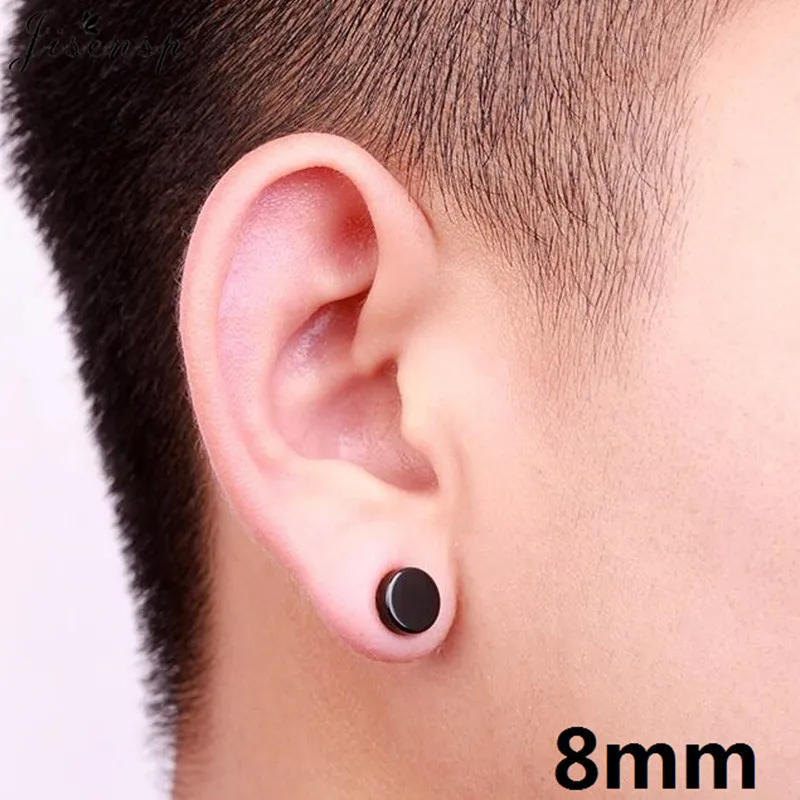 Gothic Punk Mens Strong Magnet Magnetic Earrings Stainless Steel Non Piercing Ear Studs Fake Earring for Boyfriend Lover Jewelry