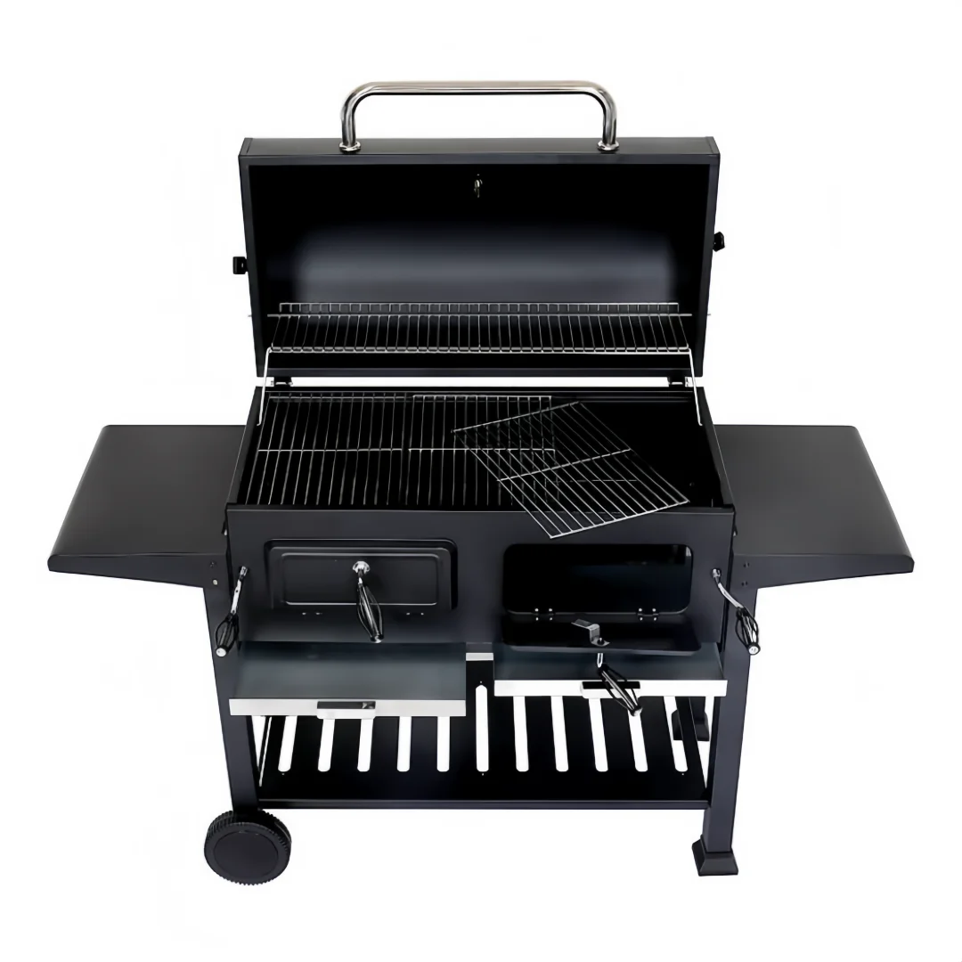 Modern Premium Portable Garden Barbecue Grill Dual-Zone Adjustable Steel Charcoal Tray Smoker BBQ Charcoal