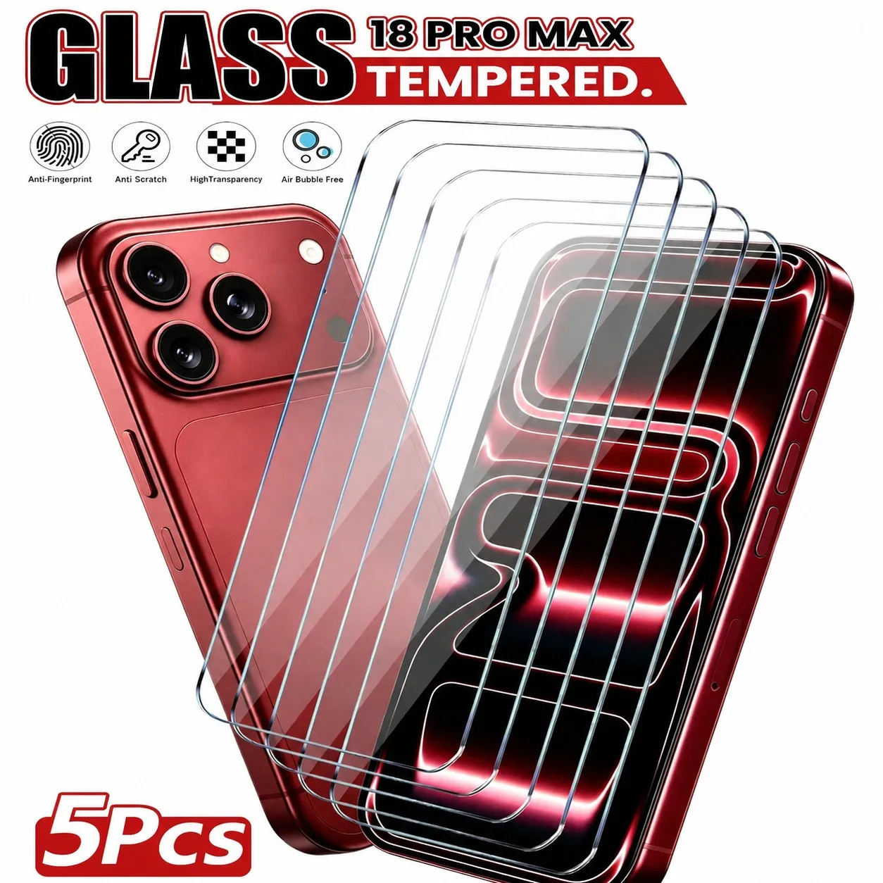 5-1PCS 5-1PCS Tempered Glass Screen Protector For iPhone 18 Pro Max 18 Pro 17 16 15 14 13 12 11 Tempered Glass For iPhone Air  Plus - Aliexpress Deal