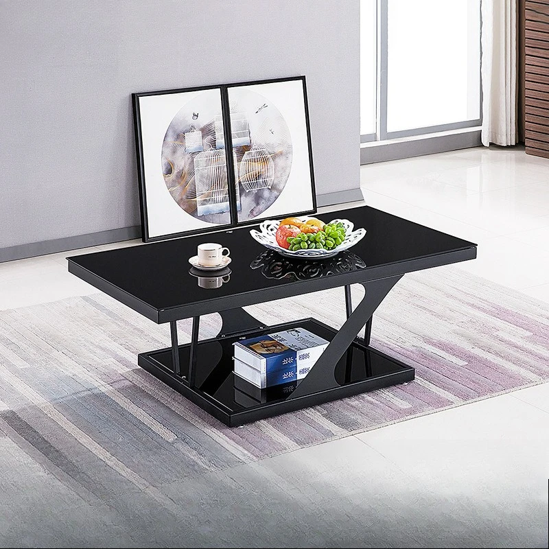 New small apartment stainless steel table tempered glass tea table living room sub-rental house light luxury office coffee