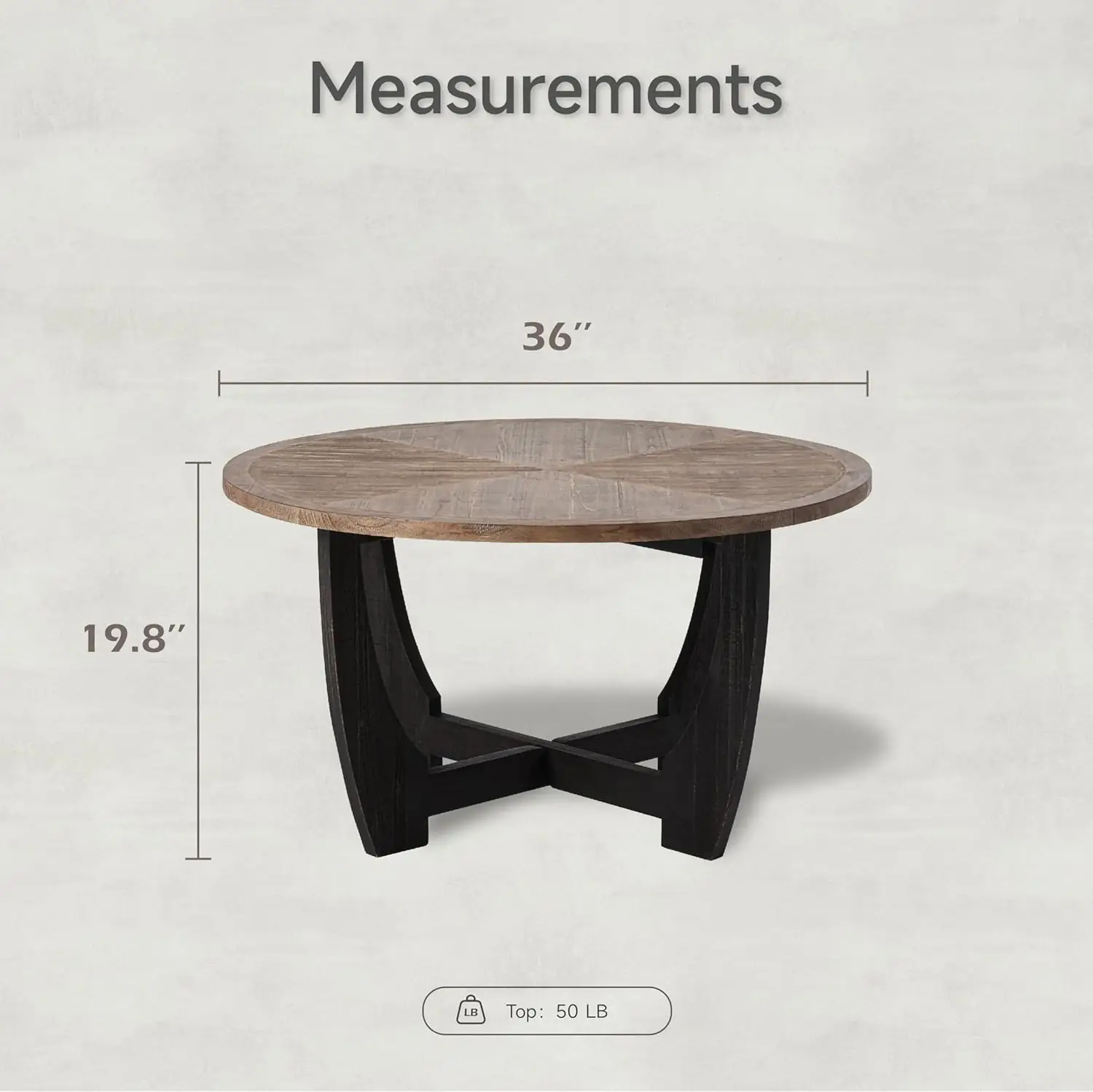 Mesa de centro de granja con base entrecruzada, mesa decorativa de país francés para familia, comedor o sala de estar, moderna, redonda