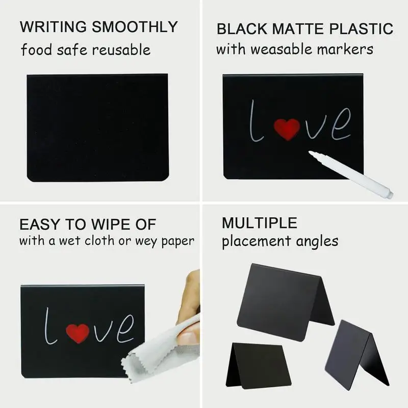 Food Display Signs 12pcs Table Sign Chalkboard With 1pc White Pen Black Chalkboard For Display Food Place Name Business Dessert