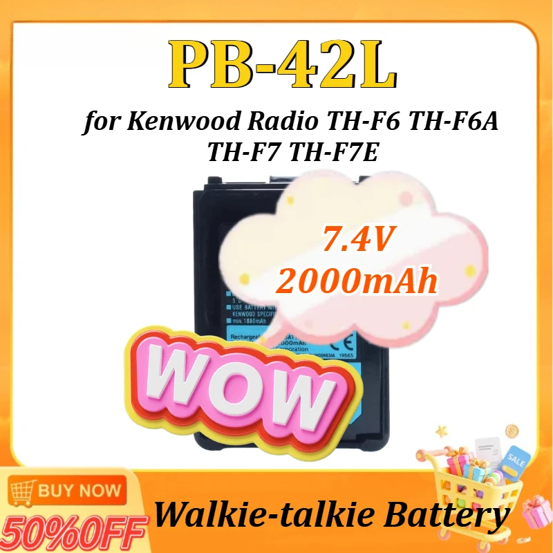 

7.4V 2Ah PB-42L for Kenwood Radio TH-F7 TH-F7E TH-F6 TH-F6A High Capacity Li-ion Battery Compatible with Kenwood Walkie-Talkie