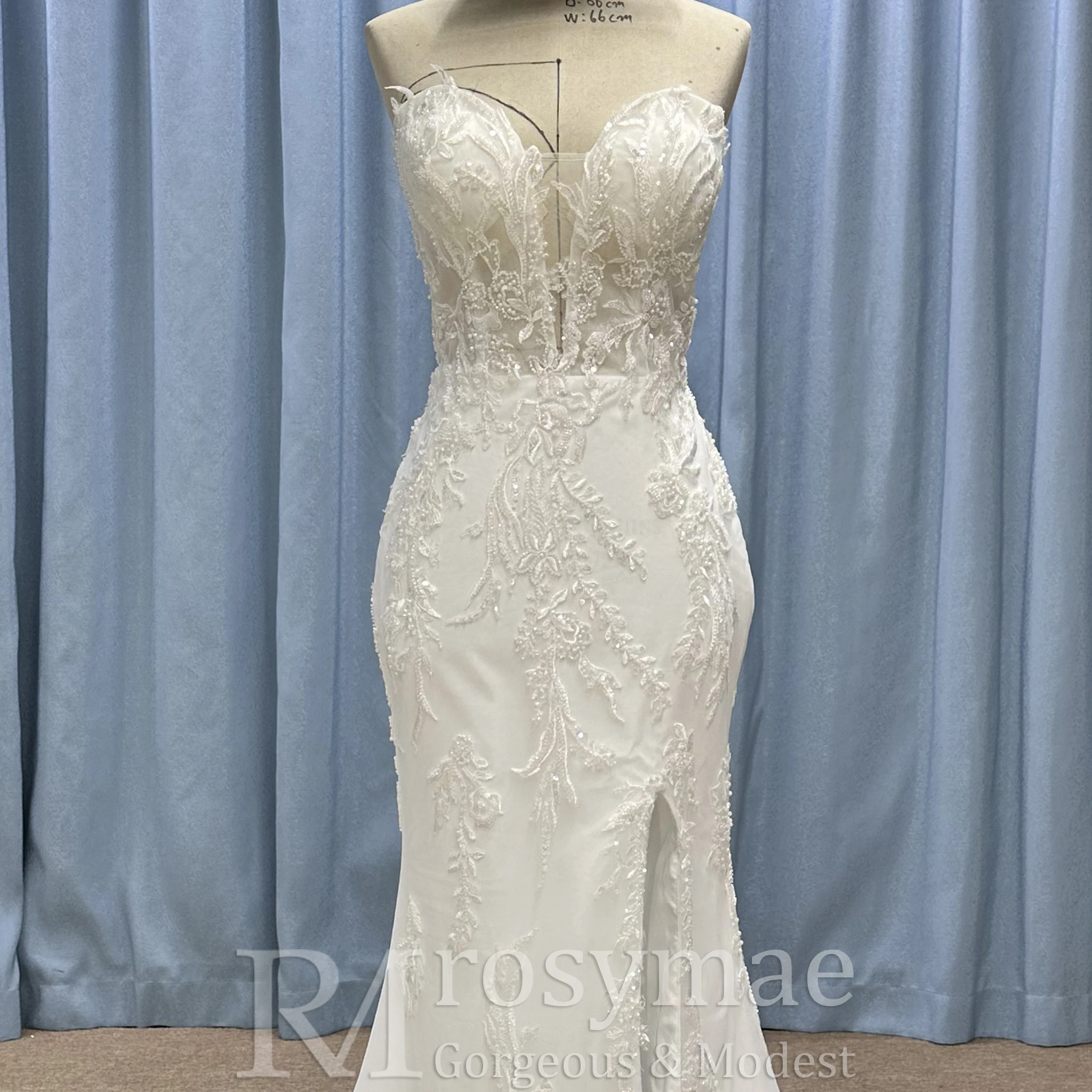 فستان زفاف حورية البحر من Rosymae للنساء مزين بالزهور، فستان رومانسي مثير مع فتحة للعرائس، فساتين عرس