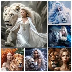 Woman And Lion Diamond Painting kits Mosaic Full Drill 5d Diy Diamond Embroidery Cross Stitch Home Decor