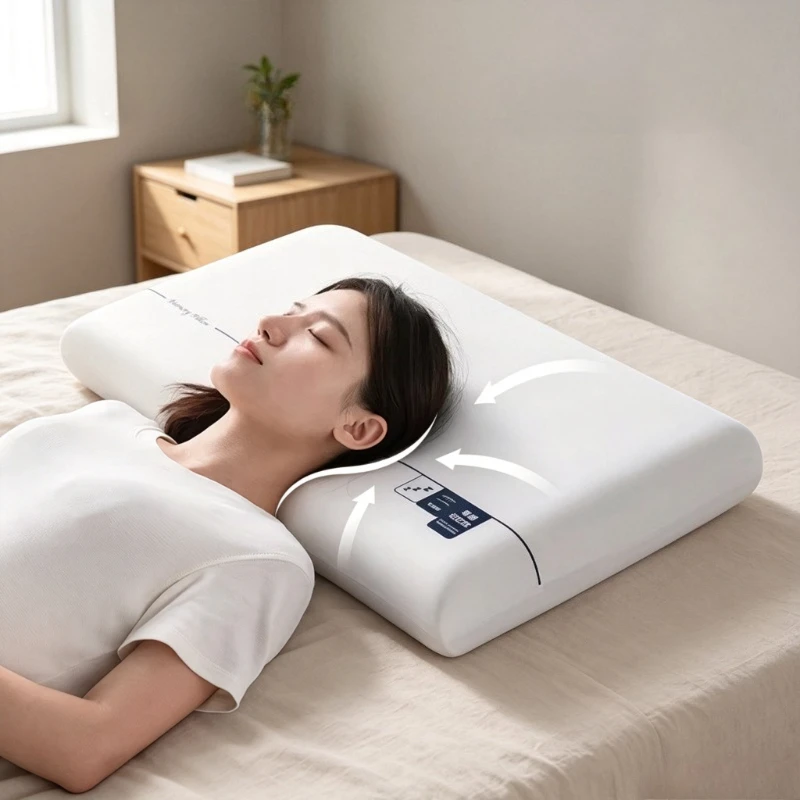 Zero Pressure Memory Foam Pillow Cooling Breathable Cervical Neck Support for Side Sleepers Adults Summer Home 메모리폼 베개