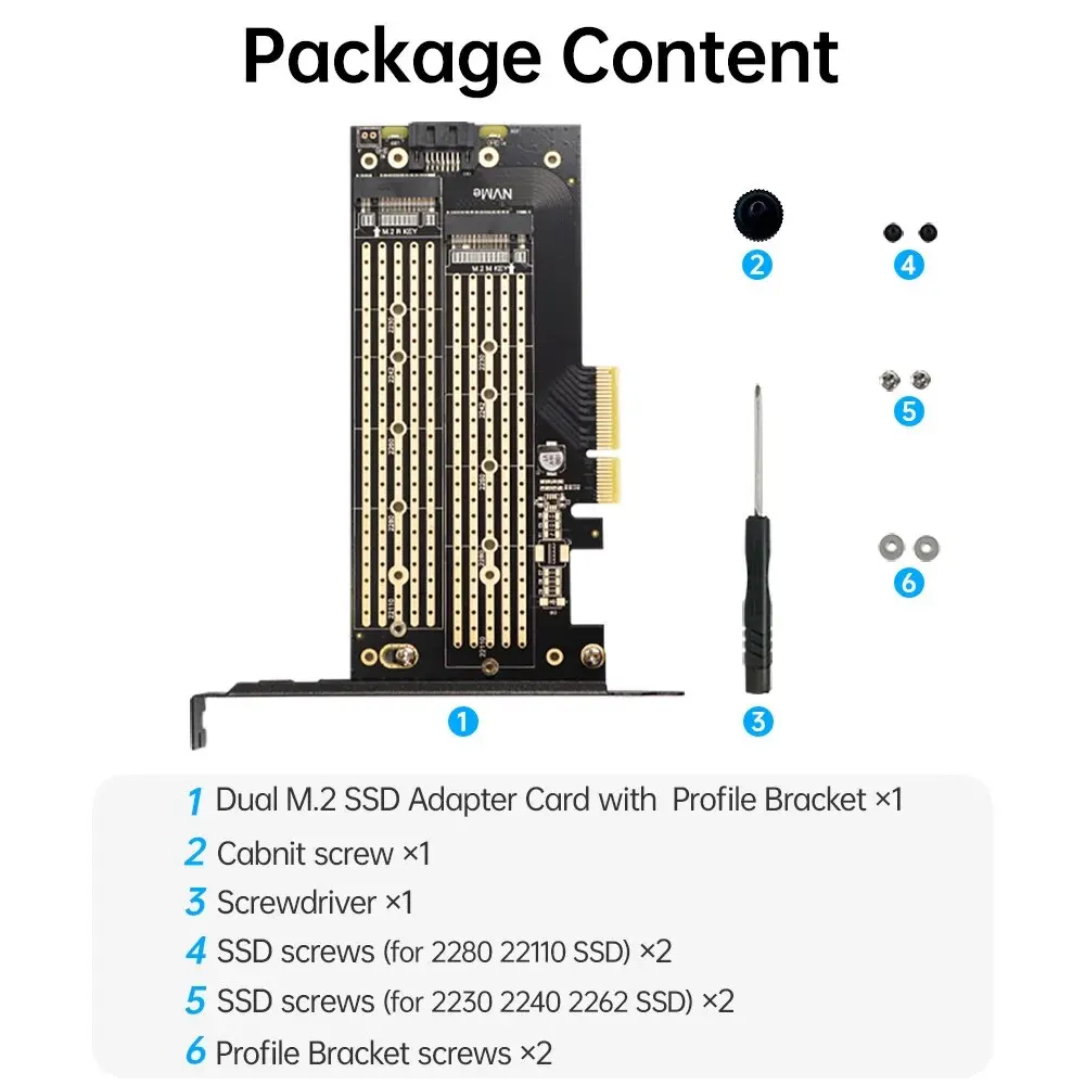 محول JEYI ثنائي M.2 بسي ي سي لـ NVMe / NGFF SSD ، NVME (M Key) و SATA (B) SSD إلى بسي X4 X8 X16 فتحة لـ SK6