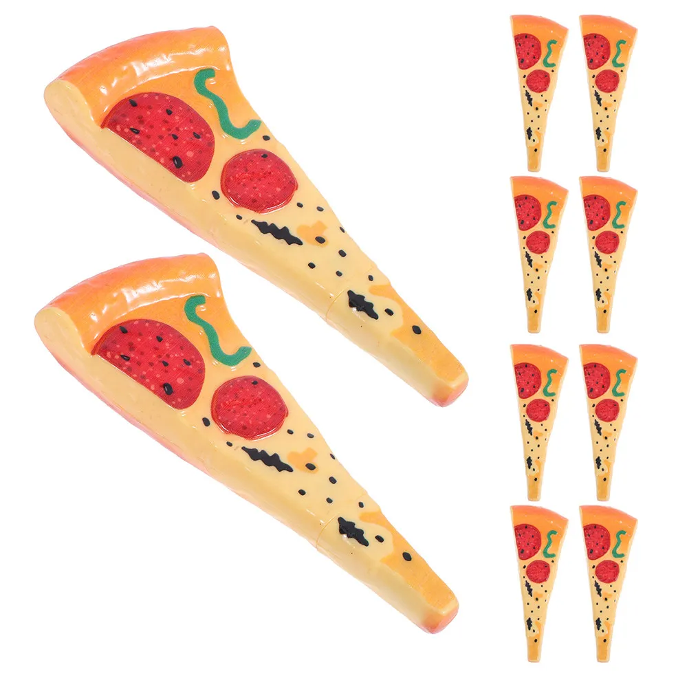10本セット-ピザ型ボールペン-かわいい食品モチーフのユニークな文房具、書き心地が滑らかで、学生に最適な信頼性の高いインクを使用