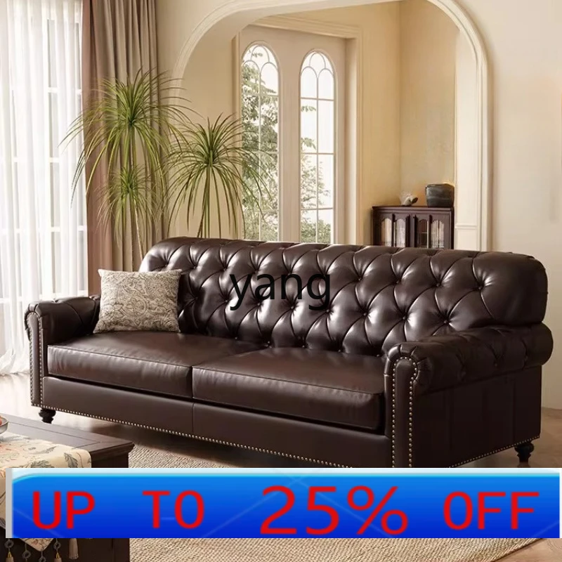 LTT American three-person straight row sofa French retro knight sofa size apartment sofa