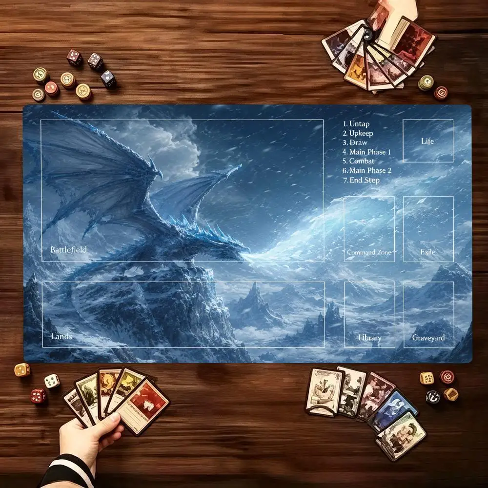 Dark Magic Purple Fire Dragon Fantasy Creature Art Large Table Playmat Mouse Pad For Office Gaming Desk Decor