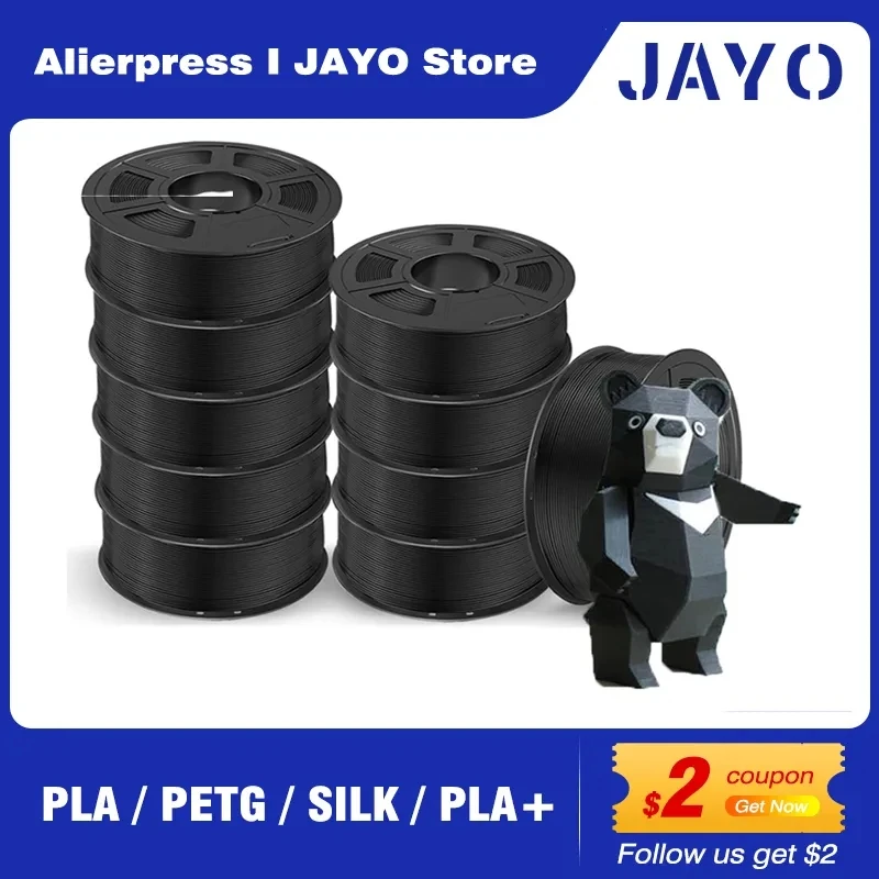 JAYO PLA PLA PLUS ABS PETG SILK Filament 1.75MM 10 rolek / zestaw uzupełnień Nietoksyczny PLA Meta 3D Printer Filament DIY Gift