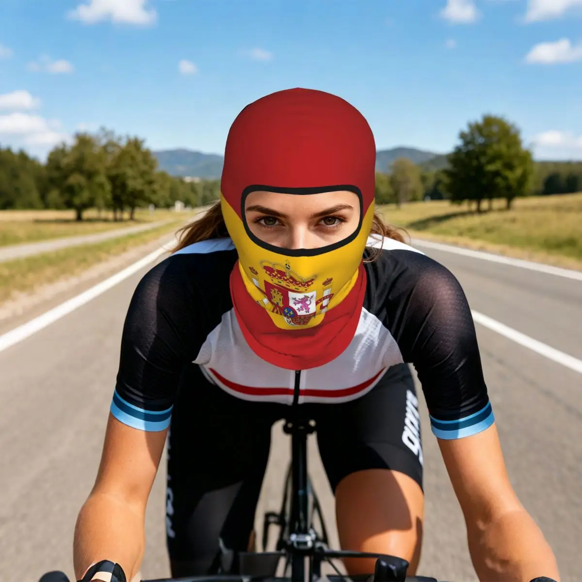 Spain Flag Breathable Thin Balaclava Full Face Mask Sun Protection Neck Gaiter For Motorcycle Cycling Fishing Outdoor