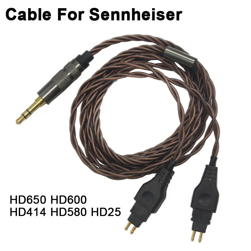 New Upgrade Replacement Cable For Sennheiser HD414 HD650 HD600 HD580 HD565 HD545 HD535 HD525 HD265 HD25 Headphone Audio Cables