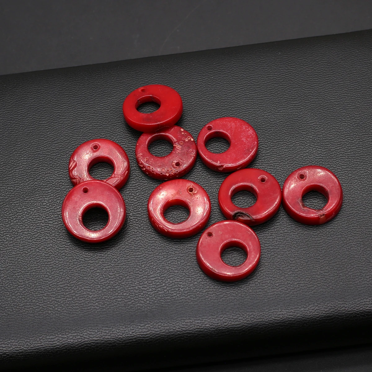 Natural Sea Bamboo Coral Pendant Round Red Coral Large Hole Beads Jewelry Making DIY Necklace Earrings Accessories 20x8mm