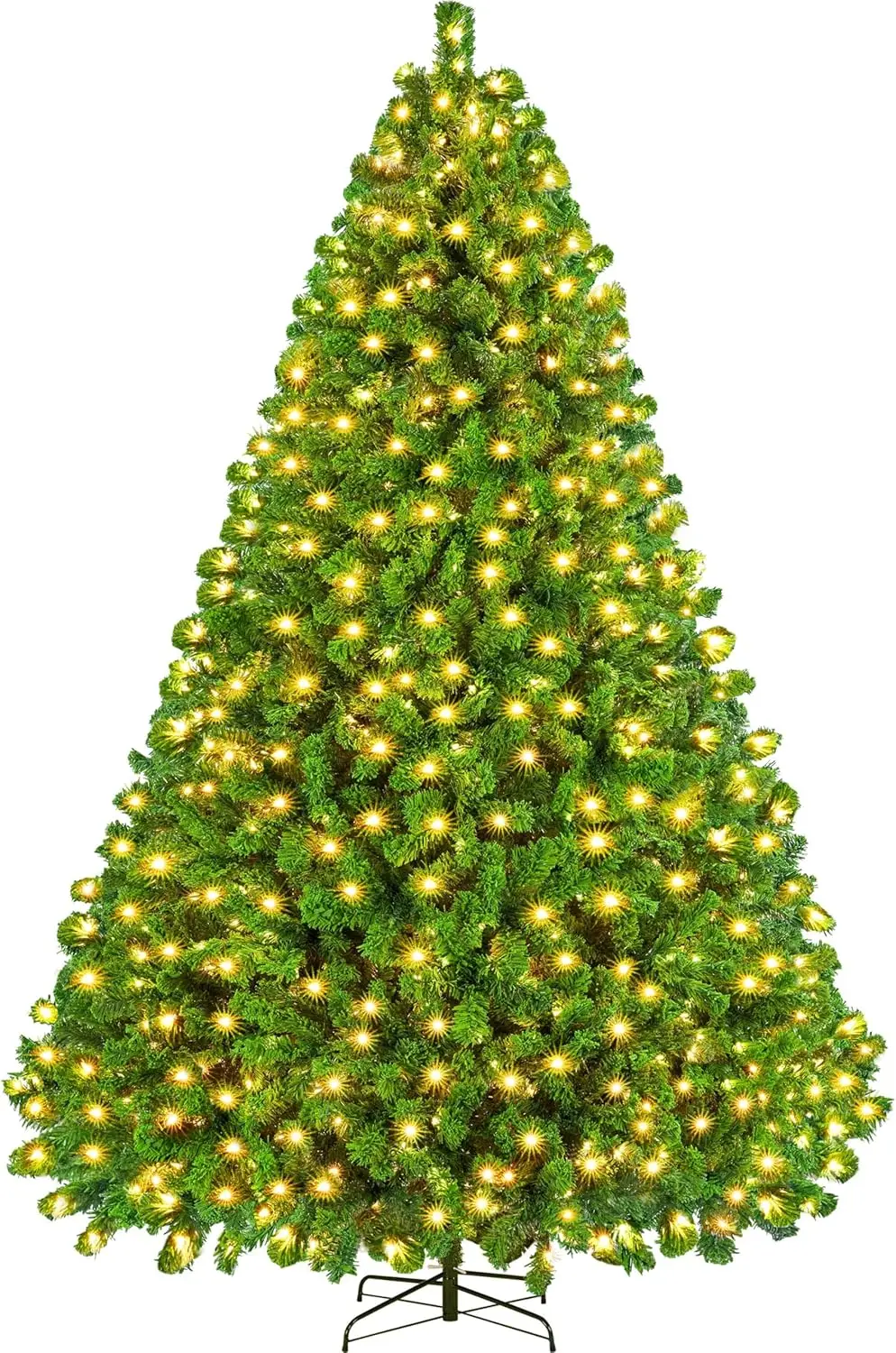 9ft Pre-lit Artificial Christmas Tree with Incandescent Warm White Lights, Snow Flocked Full Prelighted Xmas Tree