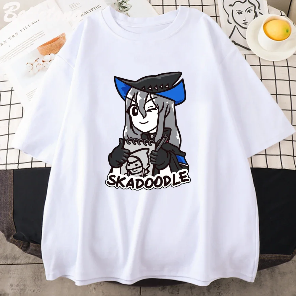 Anime Arknights T Shirt Pramanix Siege Silence Skadi Game Cosplay Unisex Pure Cotton Men Women Tops Summer Cartoon Prints Short - view 6