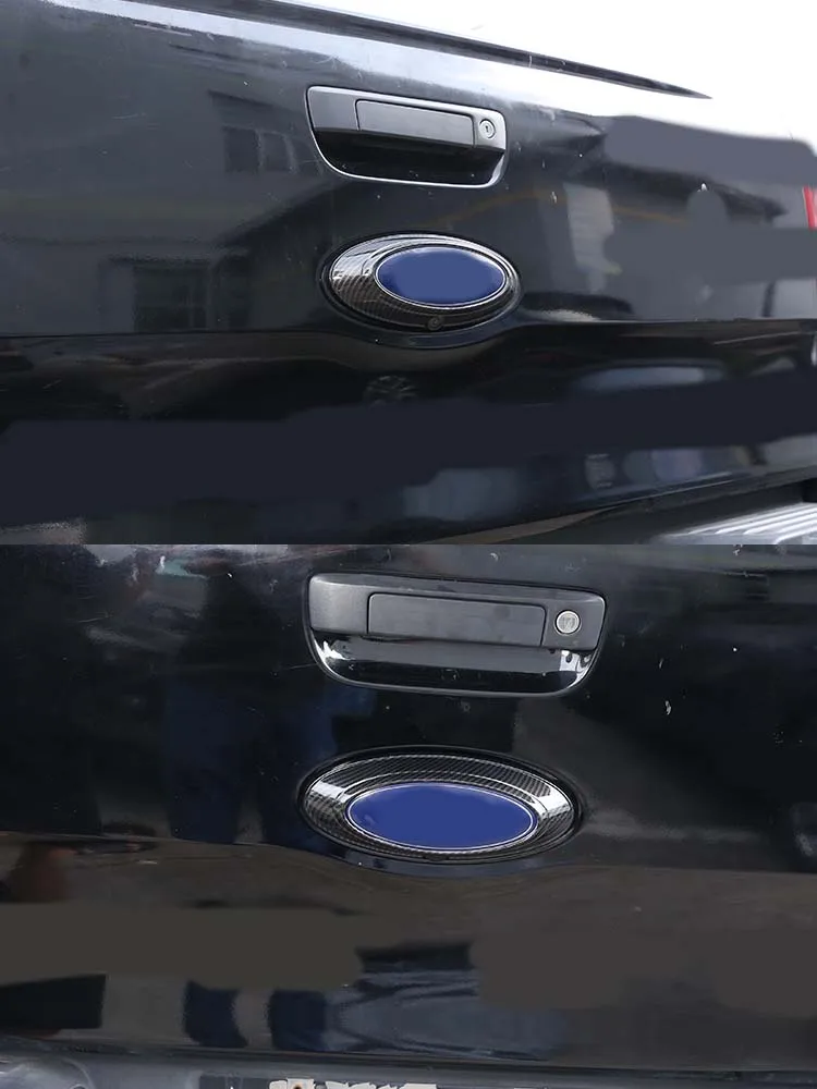 Carbon Faser/Glanz Schwarz Auto Hinten Abzeichen Ring Logo Rahmen Abdeckung Dekoration Trim ABS Für Ford Ranger 2015-2021 auto Zubehör – Detail 6