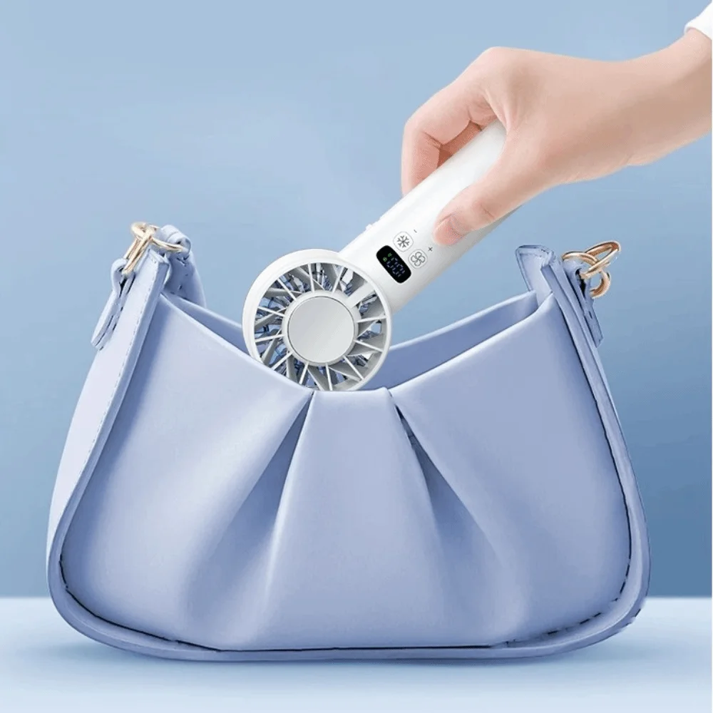 TEC Ice Cooling Handheld Fan 100 Speed LCD Display Portable Mini Fan Silent Operation 5200mAh High-speed Electric Fan