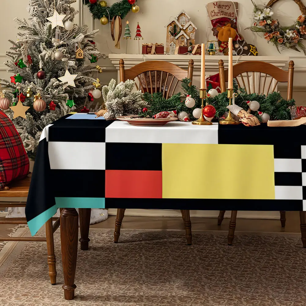 Checkered Cherries Waterproof table cloth, splash-proof tablecloth, for party, Halloween, Christmas, dining, camping
