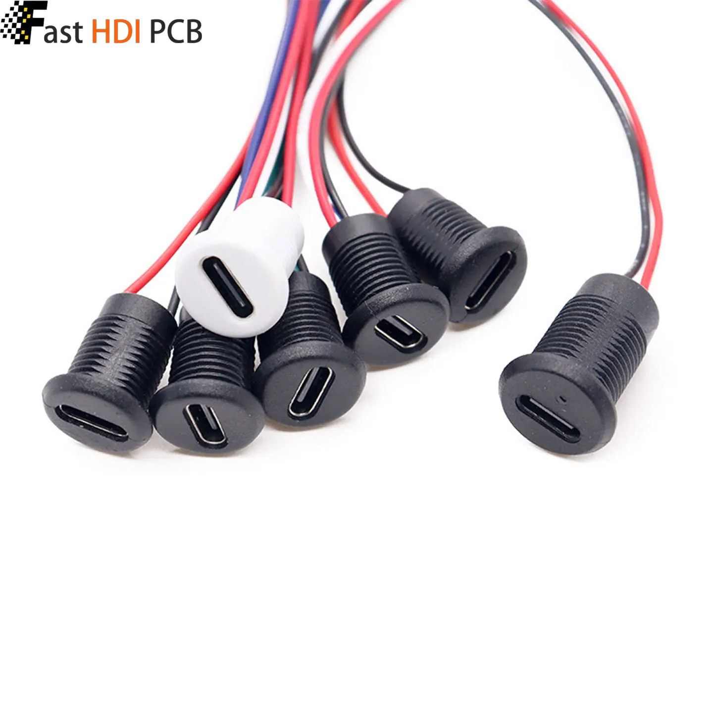 Type C Female Connector with Wire Waterproof Solder Type USB C Charging Port Cable 3A 5V/9V DIY Repair for Drone Power Bank