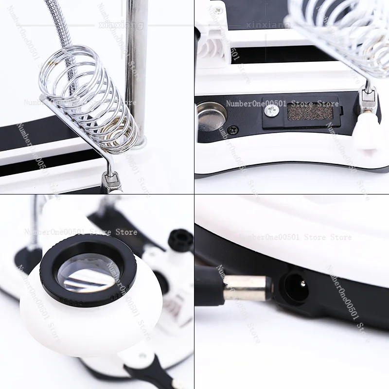 

3-in-1 Welding Magnifier with 4 Lenses and 18 LED Lights, Clip-on Auxiliary Magnifier, Soldering Iron Stand