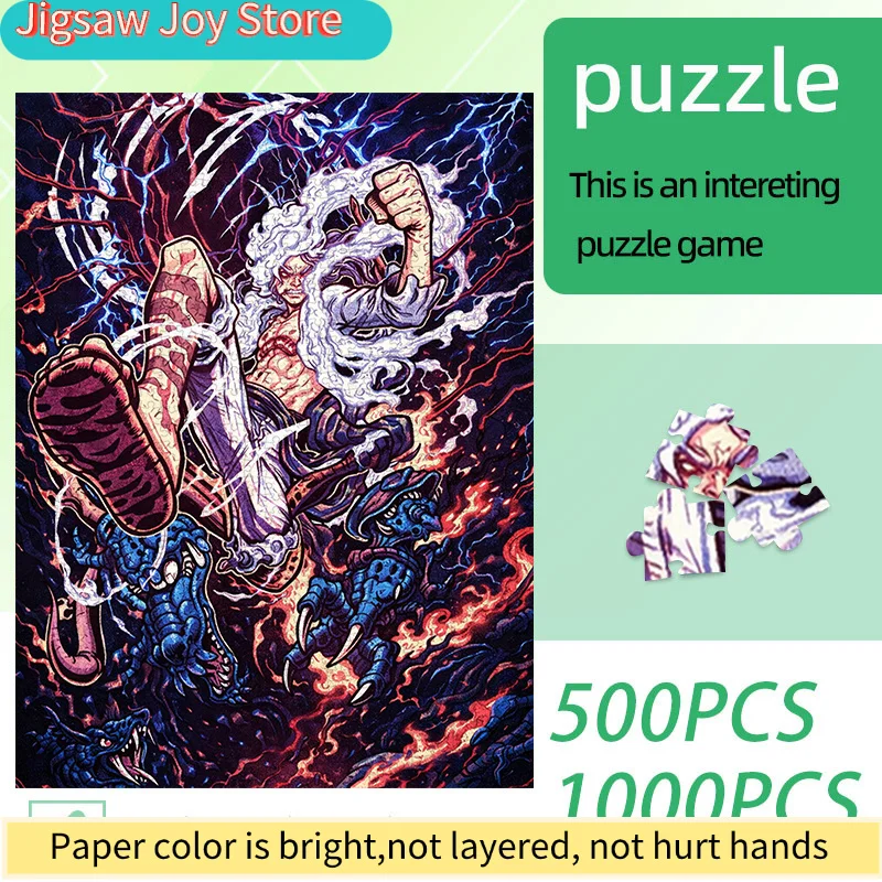 

Paper Puzzle, DIY Puzzle, Exquisite Puzzle, Adult Puzzle Featuring Anime Character Battle Scenes with Lightning and Flame Effe