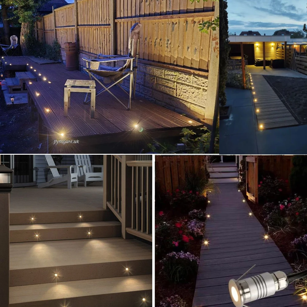 LED Deck Light Outdoor IP67 Waterproof 12V Recessed Garden Underground Lamp Path Spotlight Stairs Lights with Driver AC110-220V