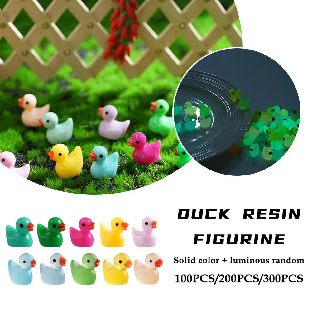 100 Pieces Of Mini Fluorescent Duck Decorations Miniature Landscape Resin Miniature Handicrafts Decorations Miniature Figur L3O7