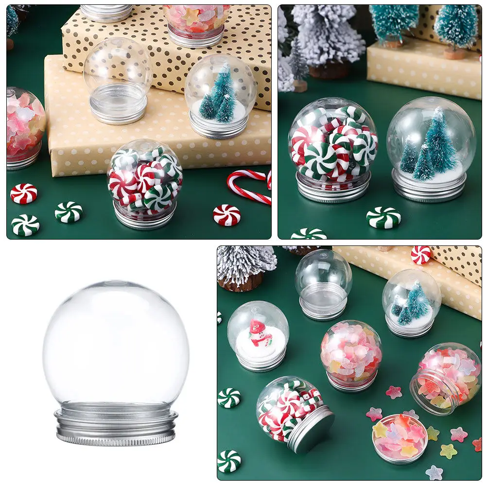 15Pcs Plastic Snow Globe Kit Clear Fillable Globes Round Spherical Bottles for DIY Snow Globe Craft Holiday Decoration Winter