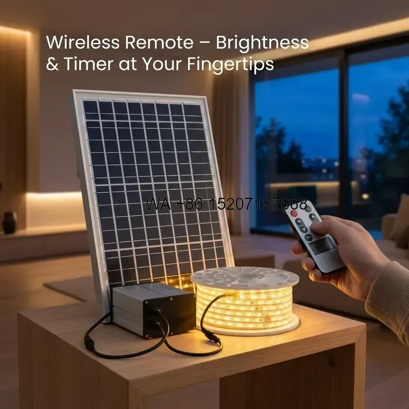Wmwmnu for 20M 50W Solar Strip Lights Villa Garden 4500LM Ultra Bright IP67 Waterproof 96Wh Battery Easy Install $0 Energy