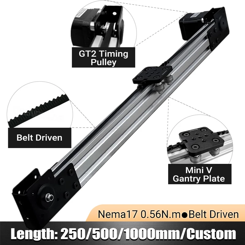 V-Slot Mini V attuatore lineare Bundle Kit trasmissione a cinghia fai da te con motore passo-passo Nema 17 250mm 500mm 1000mm