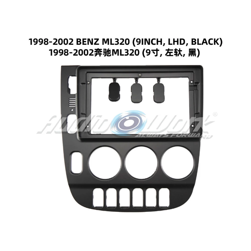 

For 1998-2002 BENZ ML320 (9INCH, LHD, BLACK) Car Frame Fascia Adapter Bezel Android Radio Audio Dash Panel Kit