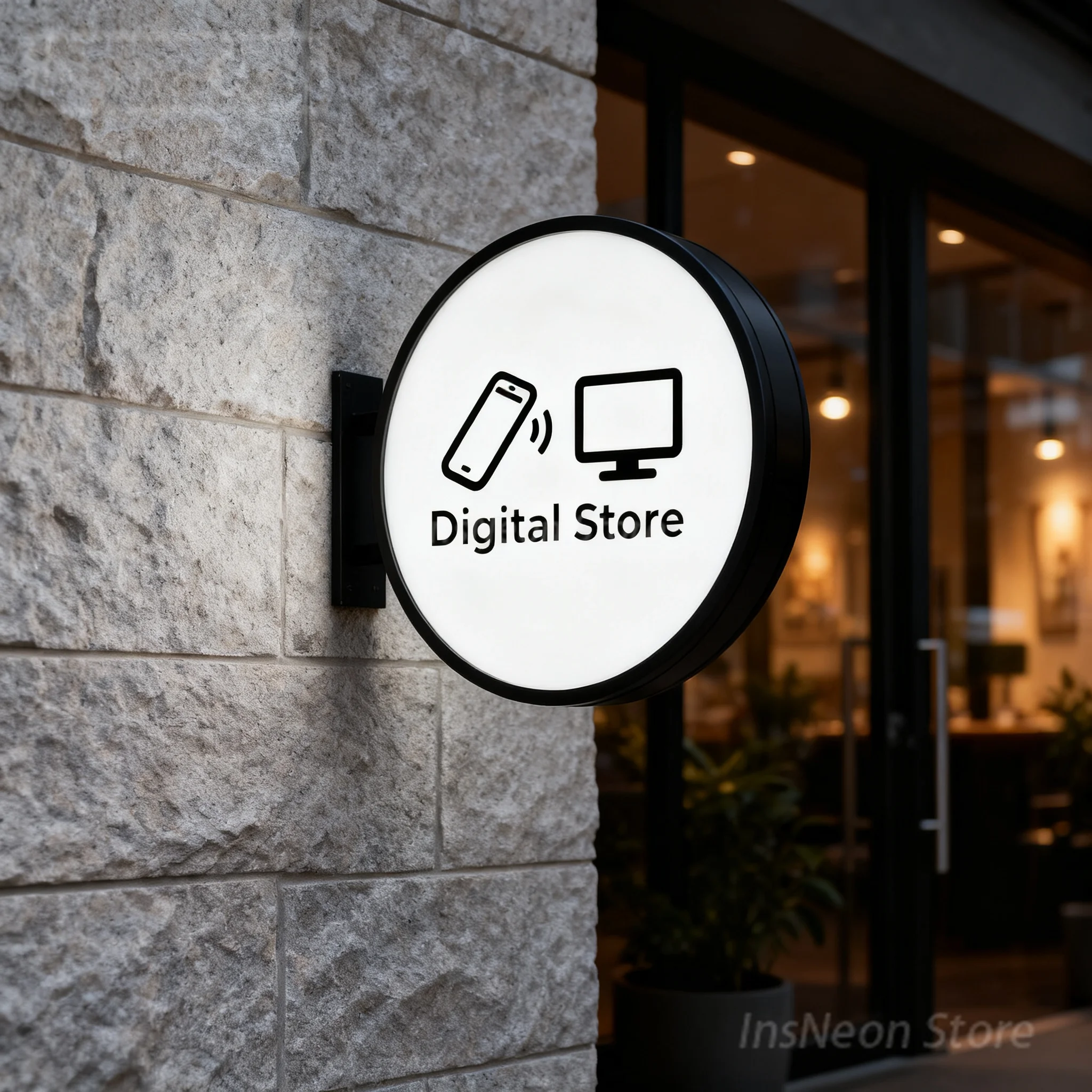 Luxury Square Sign Double Sided LED Light Box Illuminated Hanging Business Sign Modern Custom Shop Sign For Digital Store