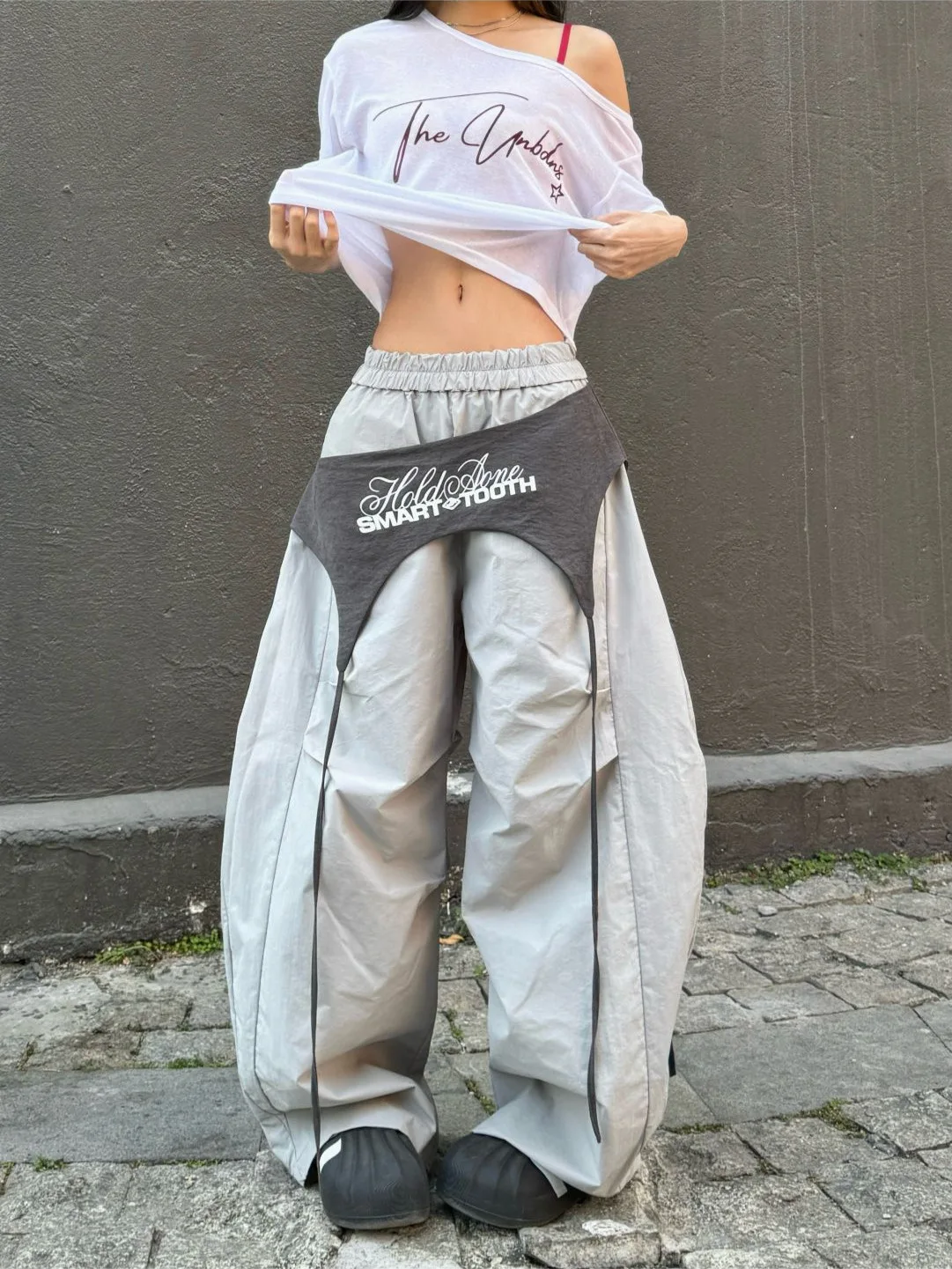 

Women's Sport Pants, Casual Wide-Leg Pants, Patchwork Y2K Style, 2025
