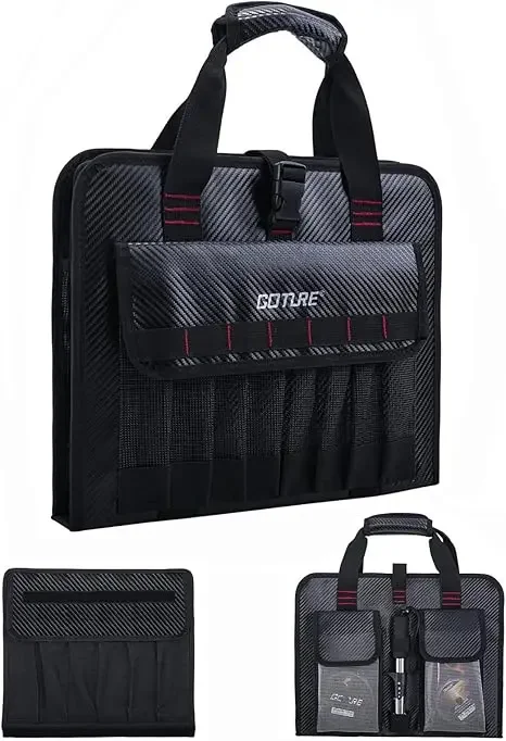 Goture Metal Jig Bag Portable Water-Resistant 600D PU Protective Fishinig Lure Bag with 34 Mesh Pockets Saltwater Freshwater