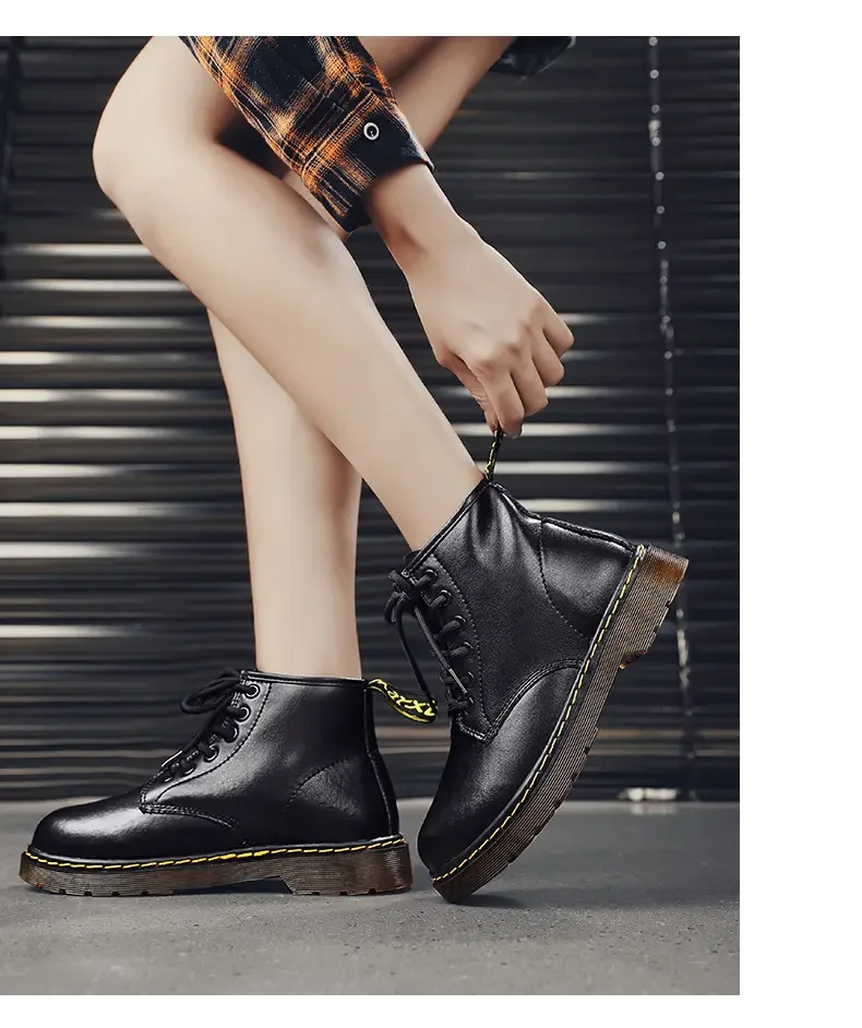 ML 2025 Men's leather classic six-hole boots Fashion British cycling ankle boots outdoor boots - Image 5