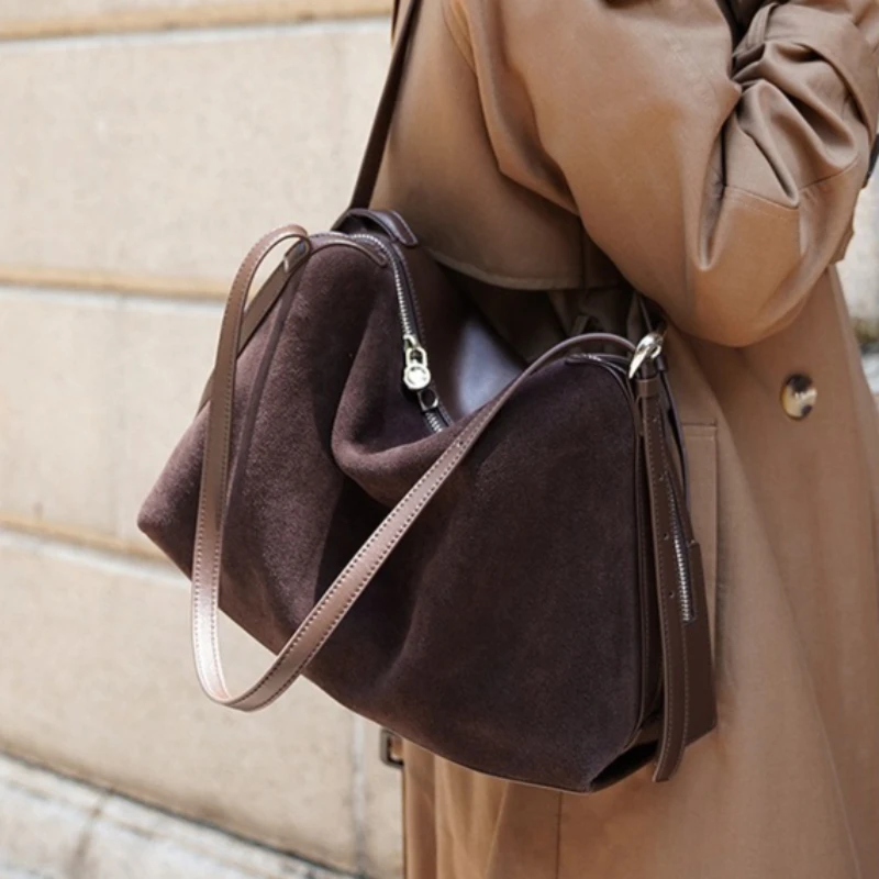 Vintage Everyday Shoulder Bag for Women Genuine Leather Large Capacity Top Handle Shoulder Handbag Luxury Portable